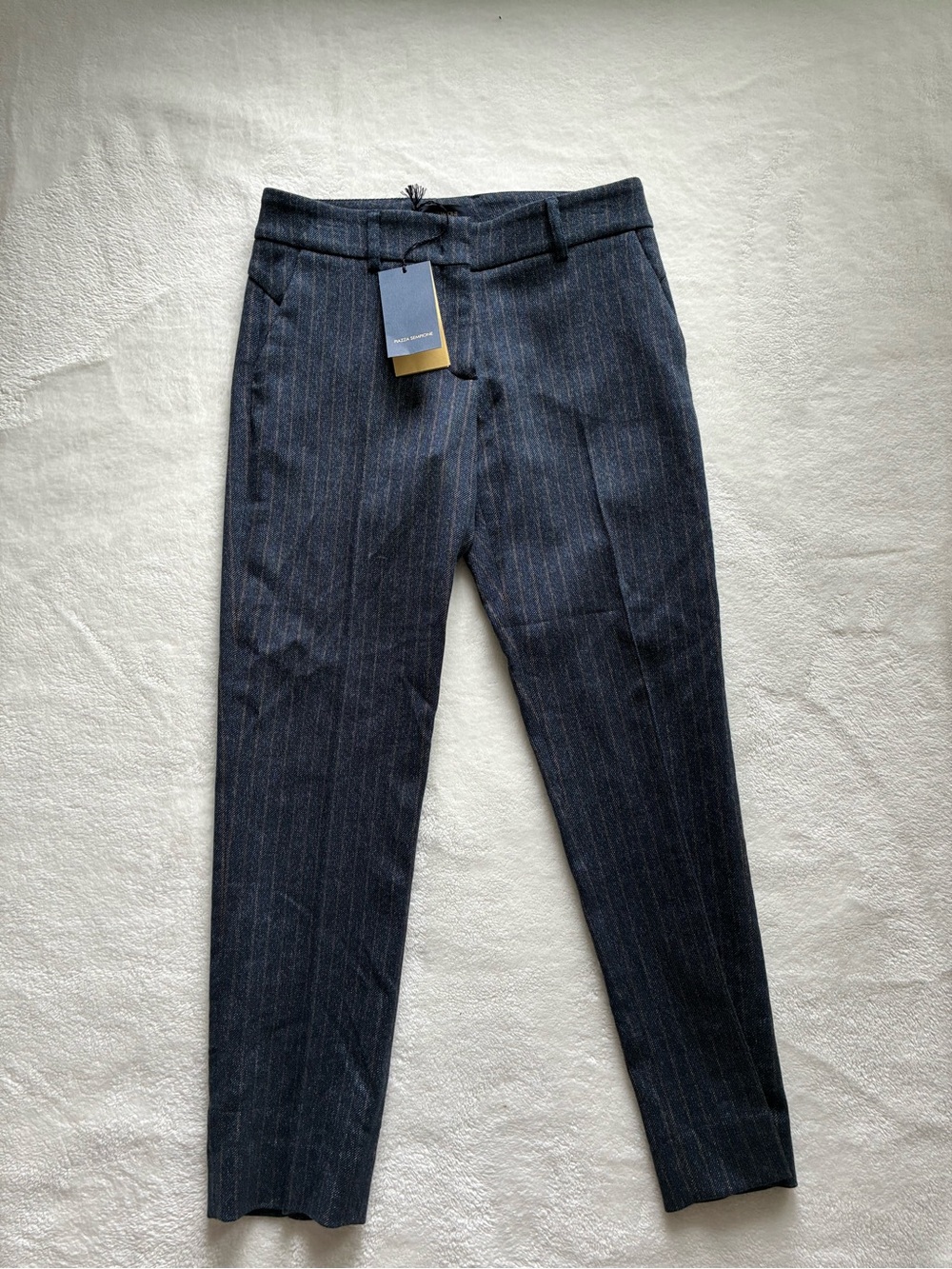 Piazza Sempione Dark Navy Pinstripe Women's Trousers